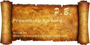 Presovszky Barbara névjegykártya